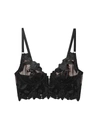 Fleur Du Mal Black Lily Embroidery Longline Demi Bra In Black
