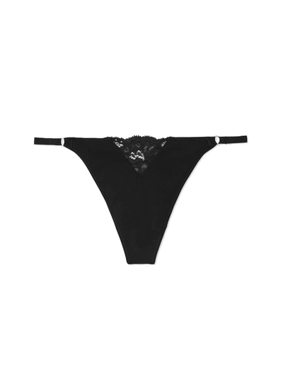 Fleur Du Mal Charlotte Lace No Show V-string In Black