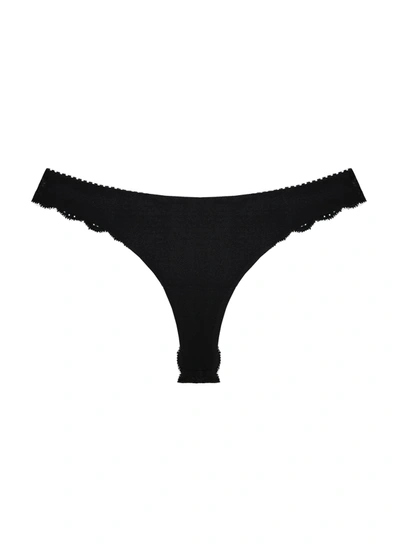 Fleur Du Mal Charlotte Lace Seamless Thong In Black