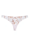 Fleur Du Mal Lily Satin-trimmed Embroidered Stretch-tulle Thong In Ivory