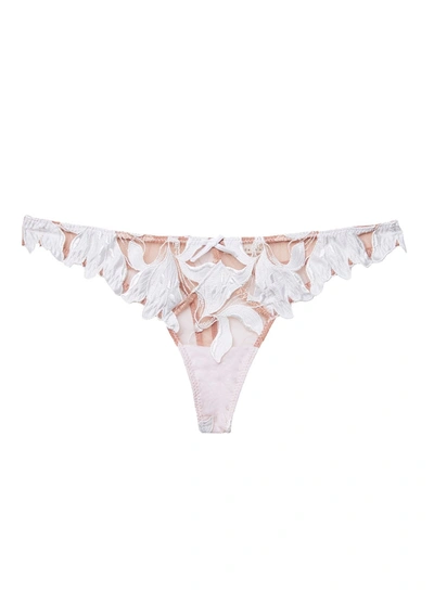 Fleur Du Mal Lily Embroidery Hipster Thong In Ivory