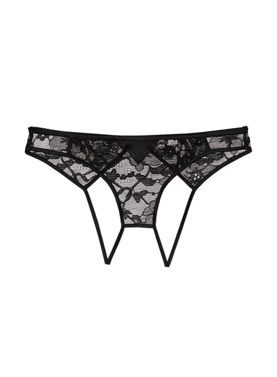 Fleur Du Mal Magnolia Lace Ouvert Panty In Black