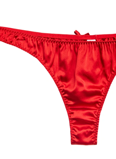 Fleur Du Mal Luxe Thong In Rouge
