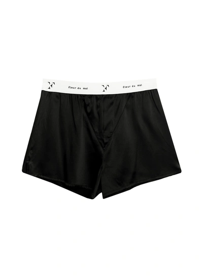 Fleur Du Mal Unisex Washable Silk Boxers In Black