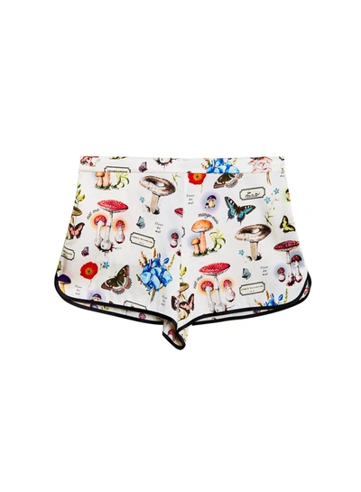 Fleur Du Mal Pajama Short In Ivory Mushroom Print