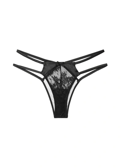 Fleur Du Mal Frankie Lace Strappy Tanga In Black