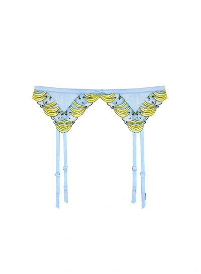 Fleur Du Mal Banana Embroidery Garter Belt In Ice Queen