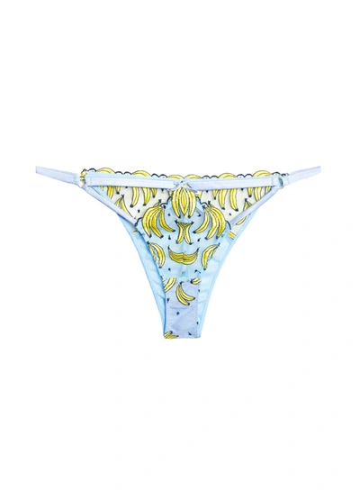 Fleur Du Mal Banana-embroidered Tanga Briefs In Multi