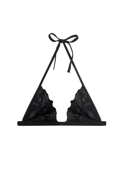 Fleur Du Mal Lily Triangle Bikini Top In Black