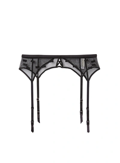 Fleur Du Mal Bow Embroidery Garter Belt In Black