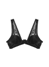 Fleur Du Mal Black Gardenia Lace Overlay Demi Bra In Black