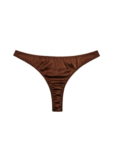 Fleur Du Mal Luxe Thong In Cocoa