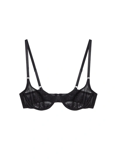 Fleur Du Mal Bouquet Lace Balconette Bra In Black