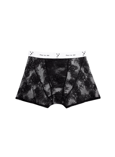 Fleur Du Mal Bouquet Lace Boxer Brief In Black