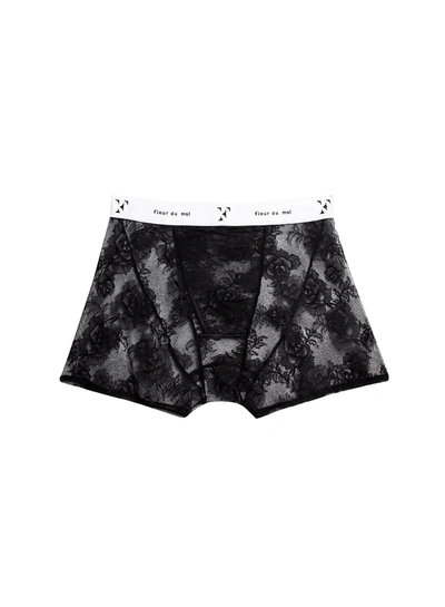 Fleur Du Mal Men's Bouquet Lace Boxer Brief In Black