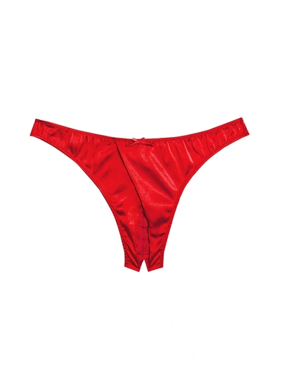 Fleur Du Mal Women's Silk-blend Crotchless Thong In Rouge