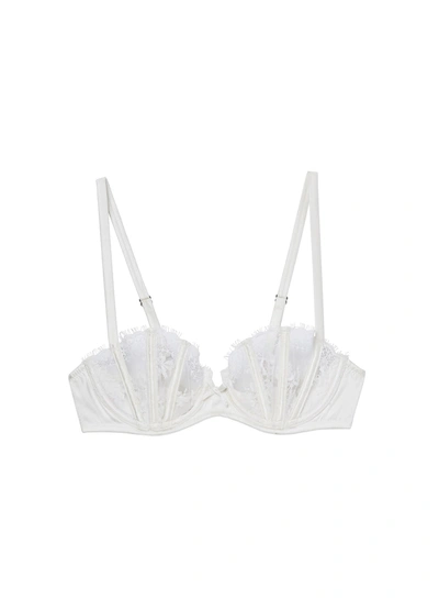 Fleur Du Mal Frankie Lace Boned Balconette Bra In Ivory