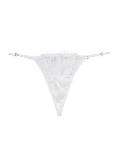 Fleur Du Mal Frankie Lace Thong In Ivory