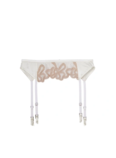 Fleur Du Mal Bow Guipure Embroidered Garter In Ivory