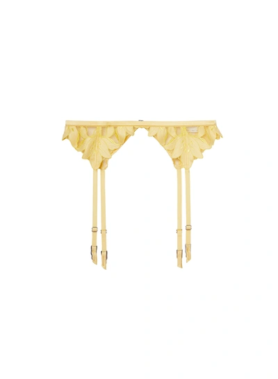 Fleur Du Mal Lily Embroidered Garter In Daffodil