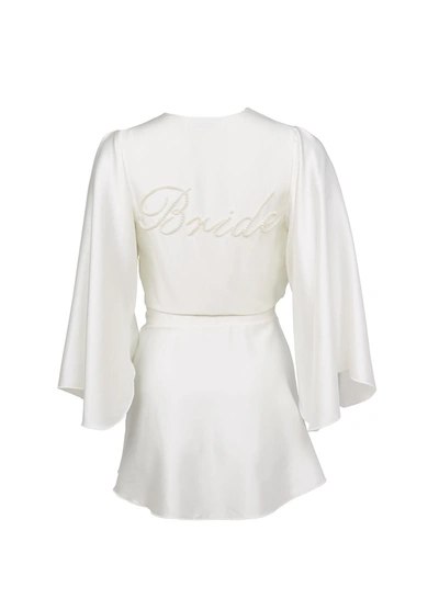 Fleur Du Mal Bride Embroidered Angel Sleeve Robe In Ivory