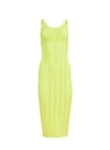 Fleur Du Mal Pointelle-knit Midi Dress In Lime Punch