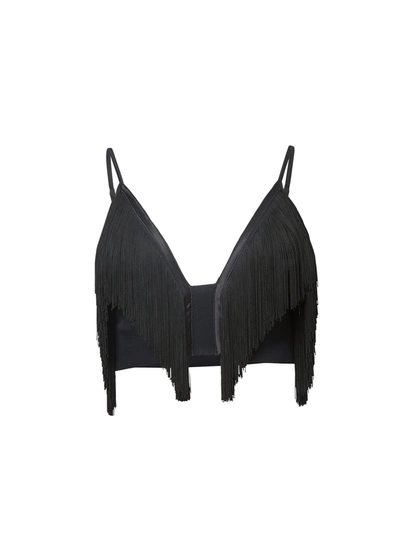 Fleur Du Mal Fringe Bralette In Black