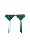 Fleur Du Mal Lily Embroidered Garter Belt In Evergreen