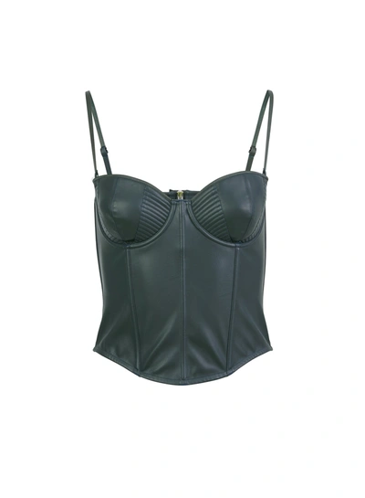 Fleur Du Mal Vegan Leather Bustier Top In Evergreen