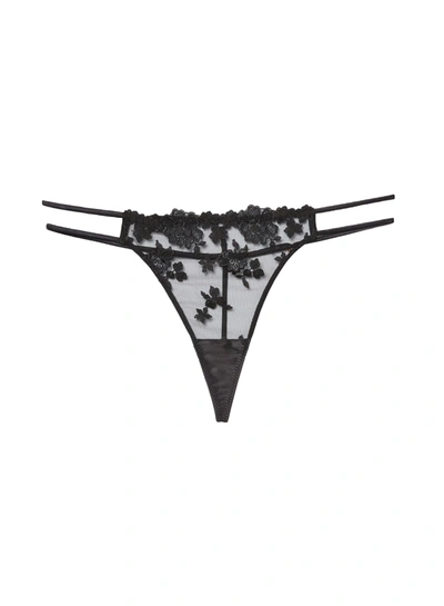 Fleur Du Mal Nailhead Embroidery Thong In Black