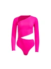 Fleur Du Mal Asymmetric Wrapstyle Bodysuit In Pink Flambe