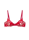 Fleur Du Mal Lily Velvet-trimmed Embroidered Tulle And Stretch-silk Satin Underwired Soft-cup Bra In Rouge Velvet