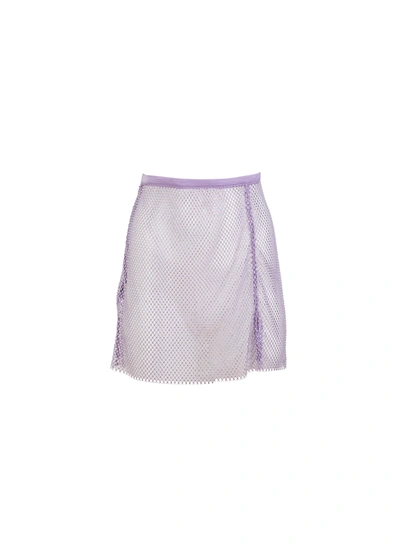 Fleur Du Mal Crystal-embellished Fishnet Skirt In Light Lilac
