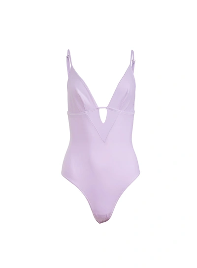 Fleur Du Mal V-neck Cotton Bodysuit In Light Lilac