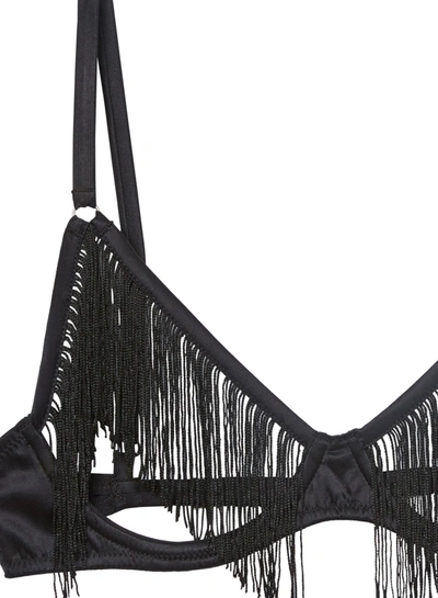 Fleur Du Mal Fringe Ouvert Bra In Black