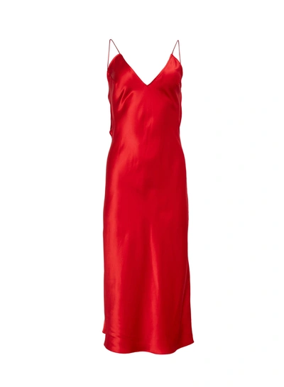 Fleur Du Mal Crystal Midi Low-back Slip In Red