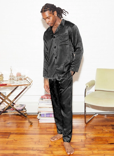 Fleur Du Mal Silk Jacquard Pj Pant In Black