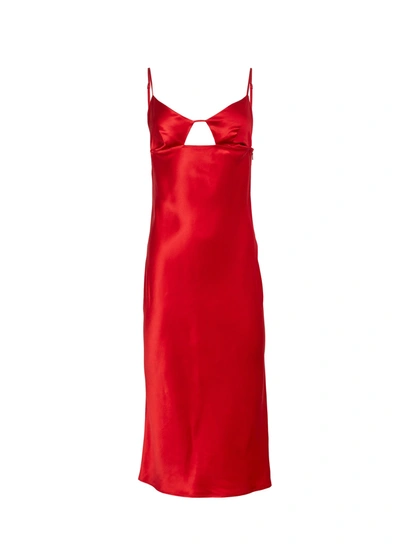 Fleur Du Mal Women's Satin Keyhole Slip Midi-dress In Rouge