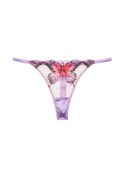Fleur Du Mal Butterfly Embroidery Thong In Light Lilac