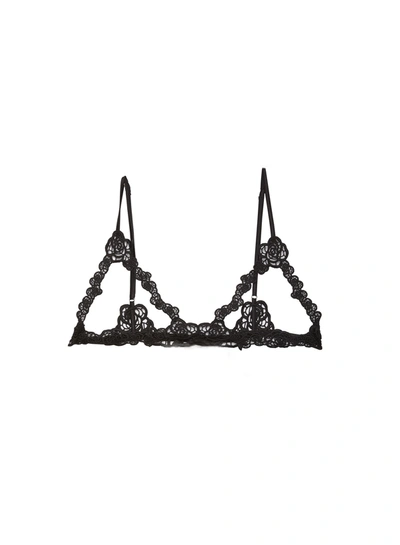 Fleur Du Mal Fleur Guipure Ouvert Bralette In Black