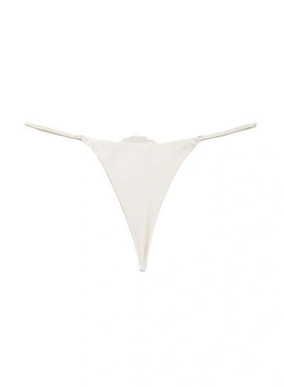 Fleur Du Mal White Luxe V-string Thong In Ivory