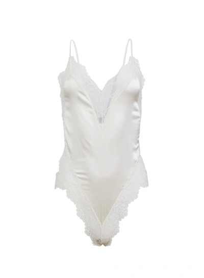 Fleur Du Mal Venus Lace-trim Bodysuit In Ivory