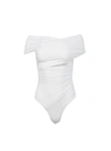 Fleur Du Mal White Criss Cross Bodysuit In Ivory