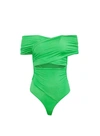 Fleur Du Mal Wrap Front Bodysuit In Peridot
