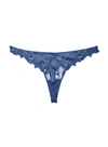 Fleur Du Mal Denim Lily Embroidery Hipster Thong In Denim