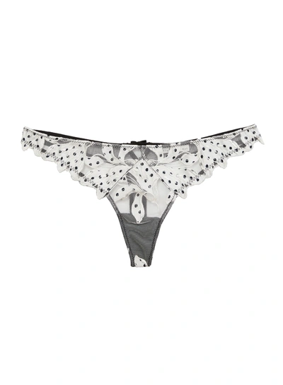 Fleur Du Mal Lily-embroidery Hipster Thong In Ivory Dot