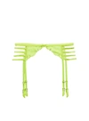 Fleur Du Mal Rose-embroidery Garter Belt In Neon Yellow