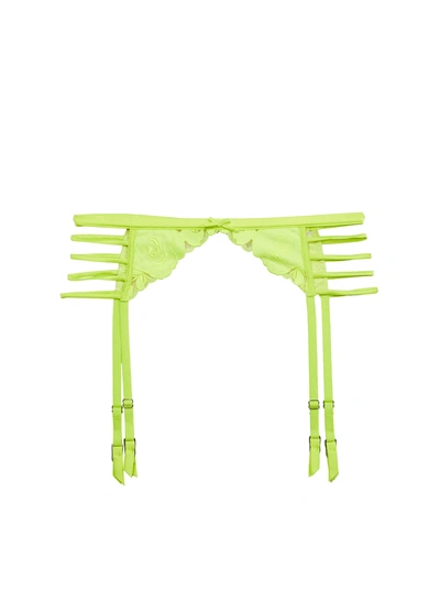 Fleur Du Mal Rose-embroidery Garter Belt In Neon Yellow