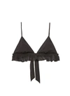 Fleur Du Mal Luxe Flutter Silk Triangle Bra In Black