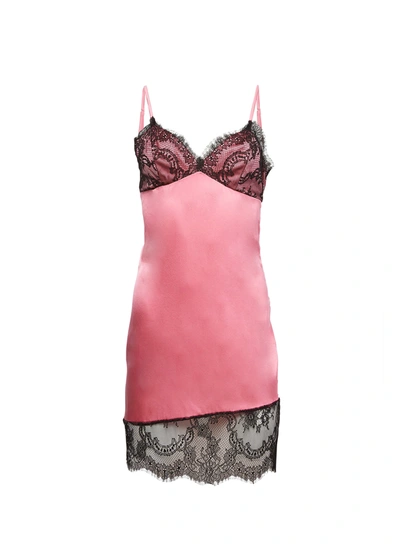 Fleur Du Mal Lace-trimmed Silk-blend Charmeuse Chemise In Pink Cadillac